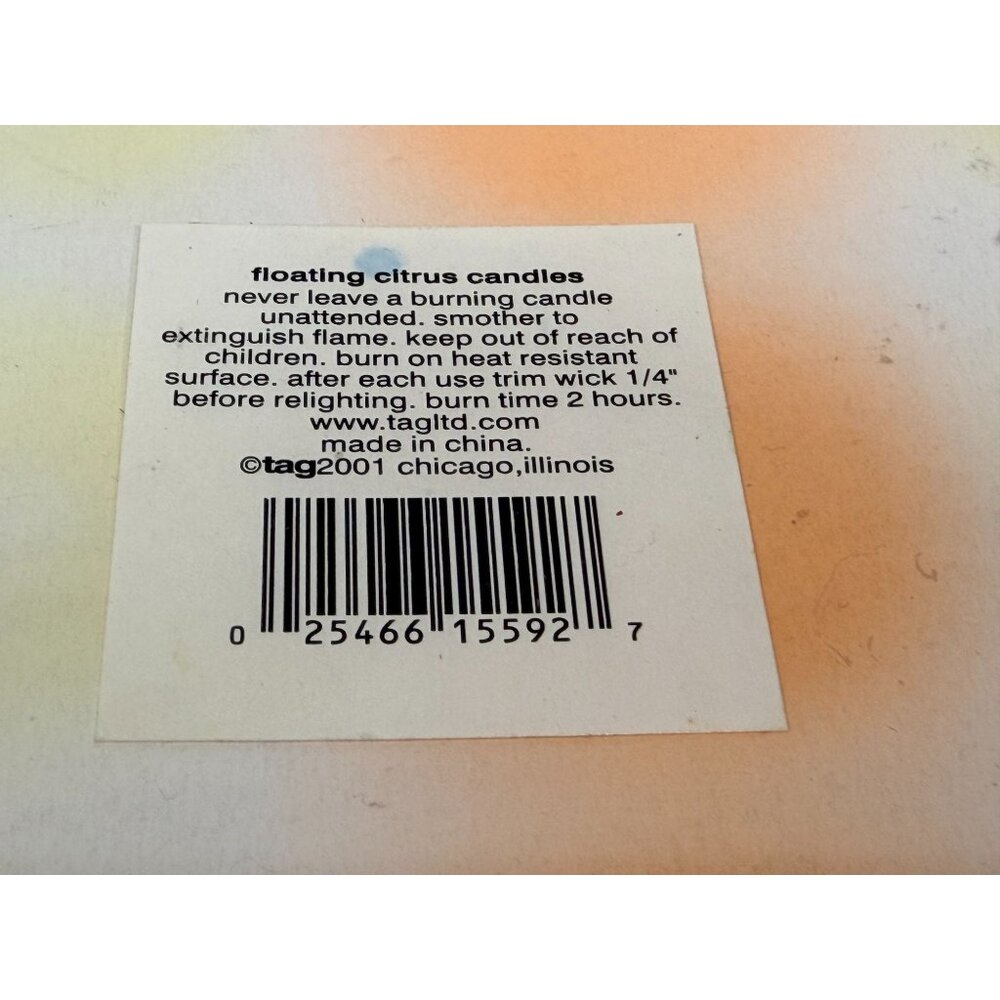 Vintage NIB Tag Floating Citrus Candles Set Of 9 Grapefruit Lime & Orange Fruit - Picture 7 of 8